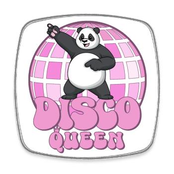 Disco Queen Panda 70s Disco Ball Disco Queen - Square fridge magnet - white - Front