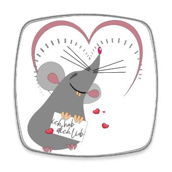Maulwurf mit Herz - Viereckiger Kühlschrankmagnet - Weiß - Vorne