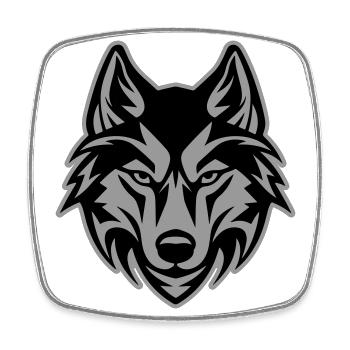 Tête de loup - Magnet carré - blanc - Devant