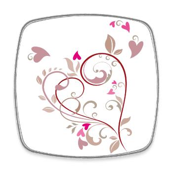 Ornement de coeur - Magnet carré - blanc - Devant