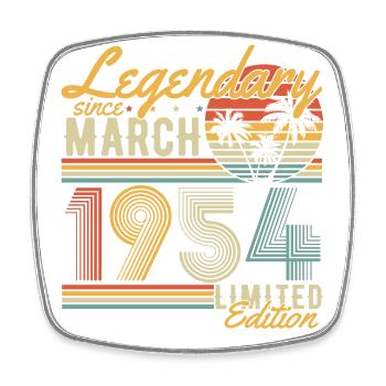 Legendary Since March 1954 Vintage Birthday - Square fridge magnet - white - Front