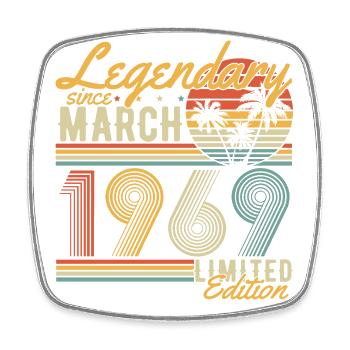 Légendaire depuis mars 1969 Millésime Anniversaire - Magnet carré - blanc - Devant
