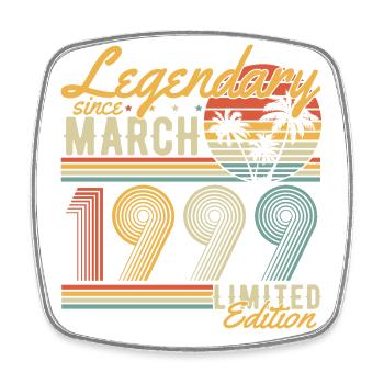 Legendary since March 1999 Vintage Birthday - Square fridge magnet - white - Front