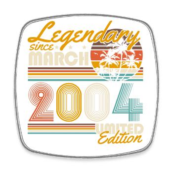 Legendary since March 2004 Vintage Birthday - Square fridge magnet - white - Front