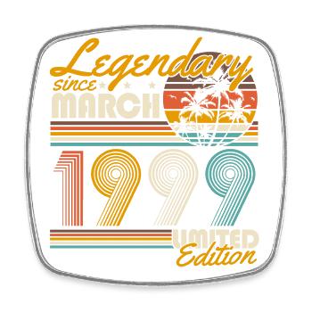 Legendary since March 1999 Vintage Birthday - Square fridge magnet - white - Front