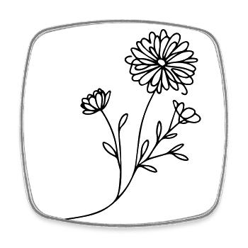 Margeritenzauber: Filigrane Blüten in Linienkunst - Viereckiger Kühlschrankmagnet - Weiß - Vorne