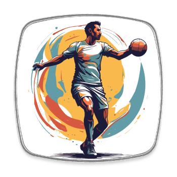 Joueur de handball Streetwear Style iconique - Magnet carré - blanc - Devant
