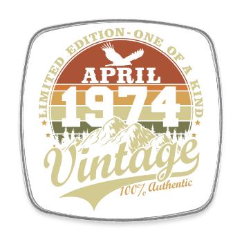 Avril 1974 Vintage Vintage cadeau d’anniversaire - Magnet carré - blanc - Devant