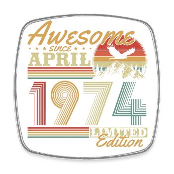 Avril 1974 Vintage Born Cadeau d’anniversaire - Magnet carré - blanc - Devant