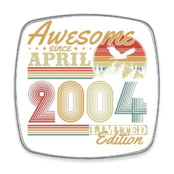 April 2004 Jahrgang geboren Geburtstag Geschenk - Viereckiger Kühlschrankmagnet - Weiß - Vorne