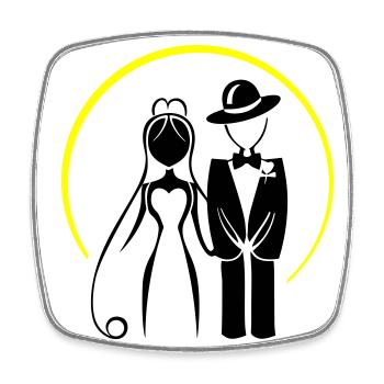 Newlyweds, Married Couple, Wedding - Square fridge magnet - white - Front