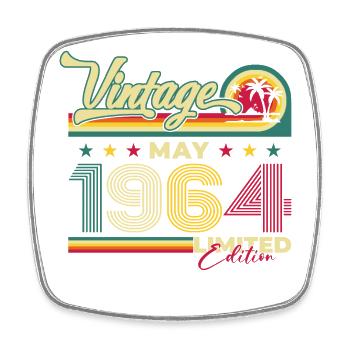 Vintage May 1964 Vintage 1964 Birthday 1964 - Square fridge magnet - white - Front