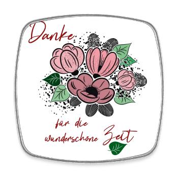 Danke mit Blumenstrauß - Viereckiger Kühlschrankmagnet - Weiß - Vorne