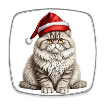 Christmas Persian cat - Square fridge magnet - white - Front
