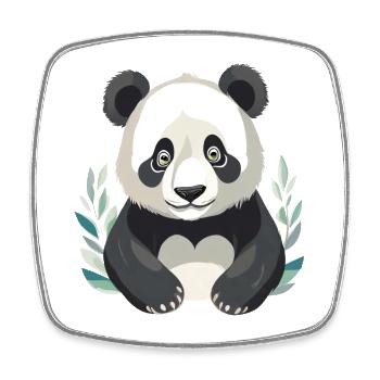 Trauriger Panda - Viereckiger Kühlschrankmagnet - Weiß - Vorne