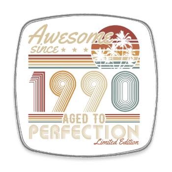 Cadeau rétro d’anniversaire vintage des années 1990 - Magnet carré - blanc - Devant