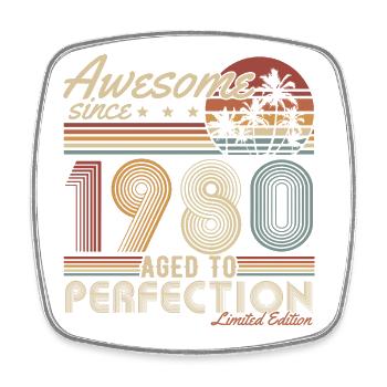 1980's Vintage Birthday Retro Gift - Square fridge magnet - white - Front