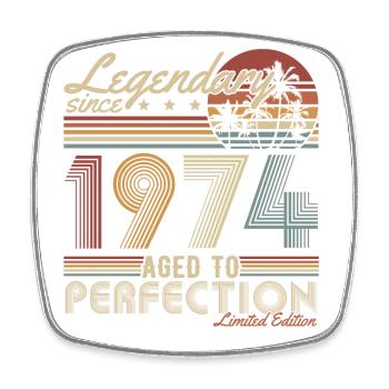 Legendary Since 1974 Vintage Birthday Gift - Square fridge magnet - white - Front