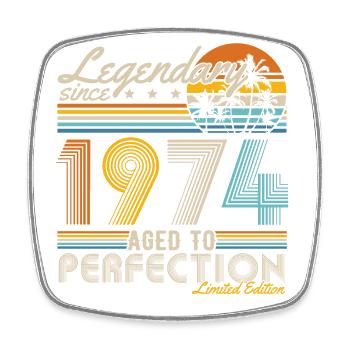 Legendary Since 1974 Vintage Birthday Retro - Square fridge magnet - white - Front
