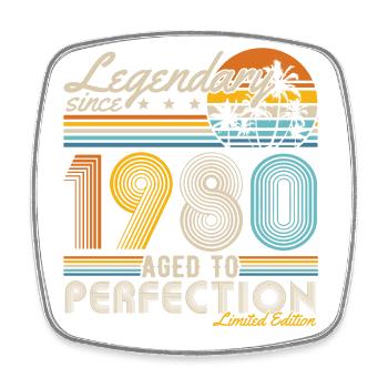 Legendary Since 1980's Vintage Birthday Retro - Square fridge magnet - white - Front