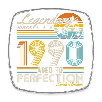 Legendary Since 1990's Vintage Birthday Retro - Square fridge magnet - white - Front