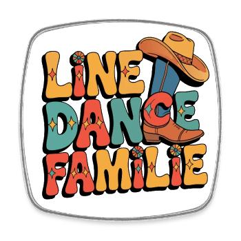 Line Dance Familie - Viereckiger Kühlschrankmagnet - Weiß - Vorne