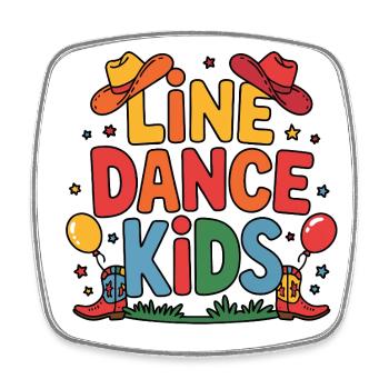 Line Dance Kids Kids Dancing Line Dance - Square fridge magnet - white - Front