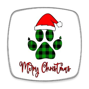 Merry Christmas paws Gift, Paws With santa hat tee - Square fridge magnet - white - Front