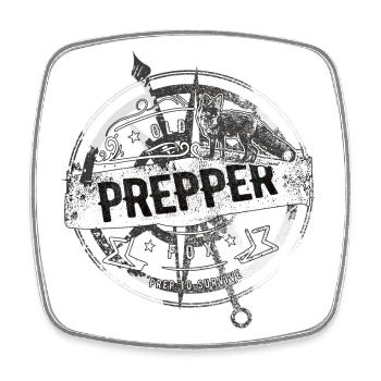 Old Prepper Fox Preparation is All Gift - Square fridge magnet - white - Front