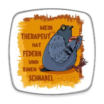 Therapeut mit Federn und Schnabel - Tauben - Viereckiger Kühlschrankmagnet - Weiß - Vorne