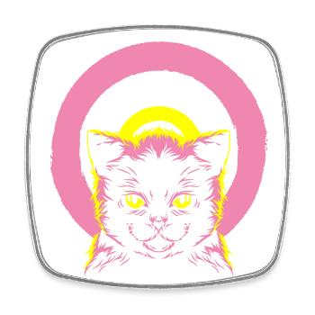 Katzensilhouette | Farben änderbar - Viereckiger Kühlschrankmagnet - Weiß - Vorne