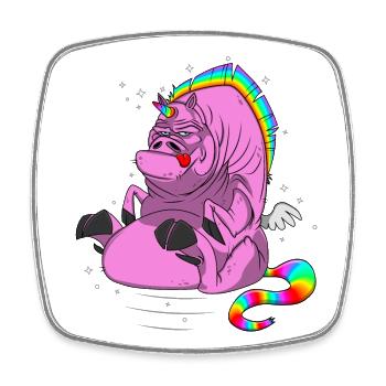 Unicorn pig with wings - Square fridge magnet - white - Front