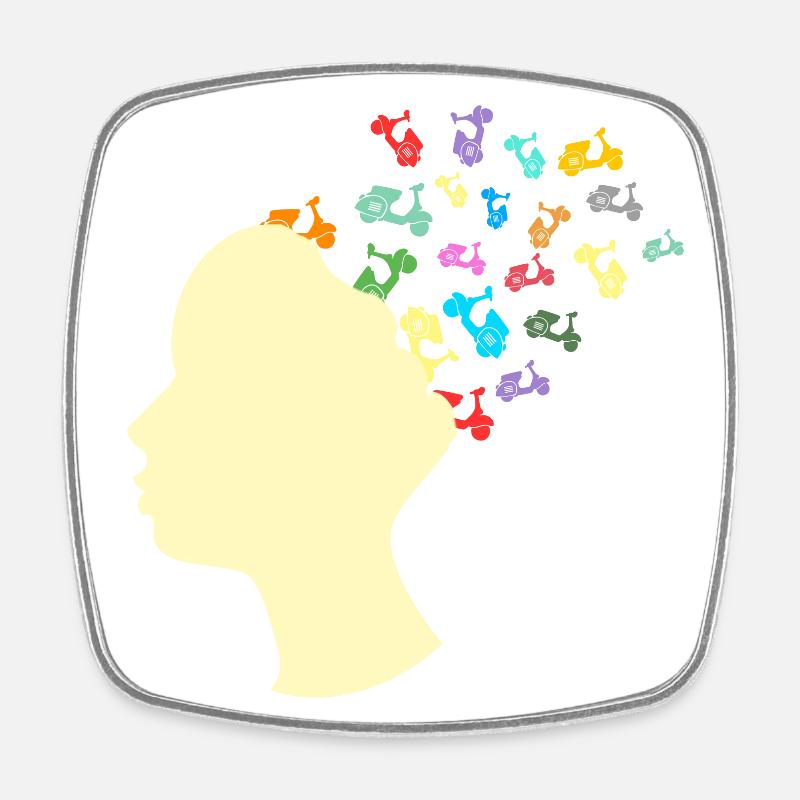 Scooter in the head - Square fridge magnet - white
