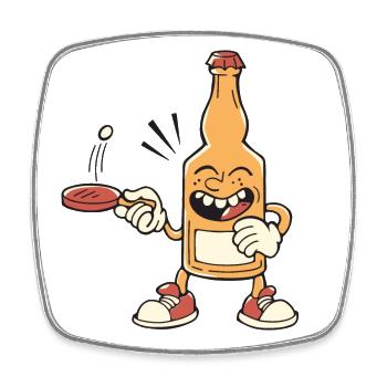 Tischtennis und Bier Bierflasche spielt - Viereckiger Kühlschrankmagnet - Weiß - Vorne