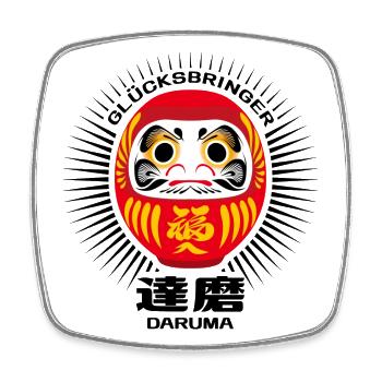 Daruma - Glücksbringer - Viereckiger Kühlschrankmagnet - Weiß - Vorne