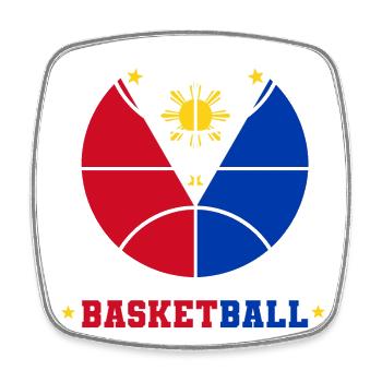 Philippinen Filipino Flagge Basketball I Geschenk - Viereckiger Kühlschrankmagnet - Weiß - Vorne