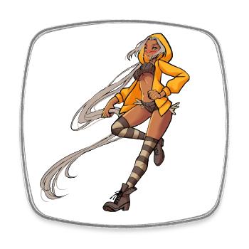 Yellow Hoody Girl - Viereckiger Kühlschrankmagnet - Weiß - Vorne