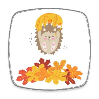 Zarter Igel mit Blatt - Viereckiger Kühlschrankmagnet - Weiß - Vorne