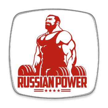 Russian Power Gym Fitness Russie Russe - Magnet carré - blanc - Devant