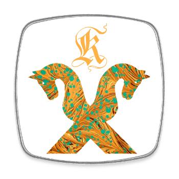 Horse gable E 95 K - Square fridge magnet - white - Front