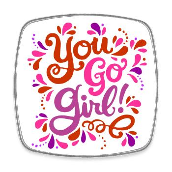Girl Power Rot Rosa Lila - Viereckiger Kühlschrankmagnet - Weiß - Vorne