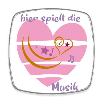 Musik, Herz, Noten - Viereckiger Kühlschrankmagnet - Weiß - Vorne