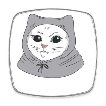 Weiße Main Coon Katze Cat Outfit für - Viereckiger Kühlschrankmagnet - Weiß - Vorne