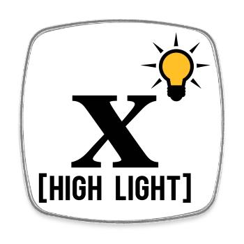 High Light (x & bulb) - Square fridge magnet - white - Front