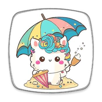 Licorne mignonne pour les enfants - Magnet carré - blanc - Devant