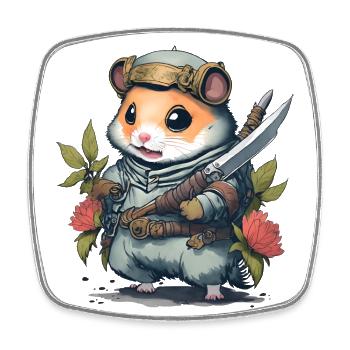 Ninja Hamster Battle Master. Hamsters in battle mode - Square fridge magnet - white - Front
