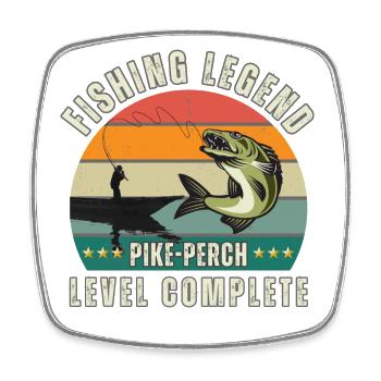 Fishing Legend - Level "Zander" completed - Square fridge magnet - white - Front