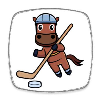 Un cheval joue au hockey sur glace - Magnet carré - blanc - Devant