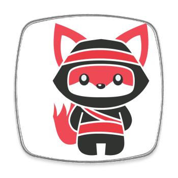 inimalistischer Ninja-Fuchs - Viereckiger Kühlschrankmagnet - Weiß - Vorne