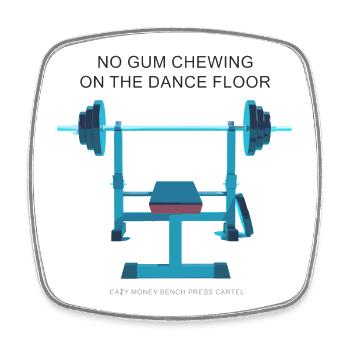 Eazy Money Bench Press Cartel - Dance Floor - Square fridge magnet - white - Front